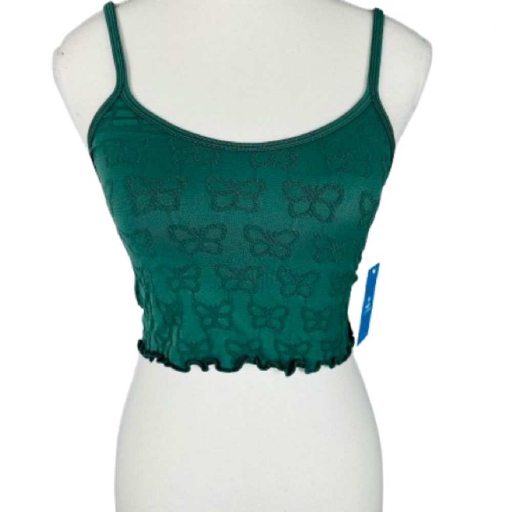 ❤️ SALE! 💙 NWT Cupshe Green Butterfly Print Ruffle Crop Top Size S